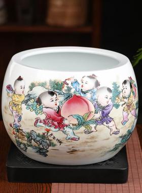 牛年聚宝盆招财摆件陶瓷客厅家用书房玄关聚财花盆鱼缸结婚工艺品