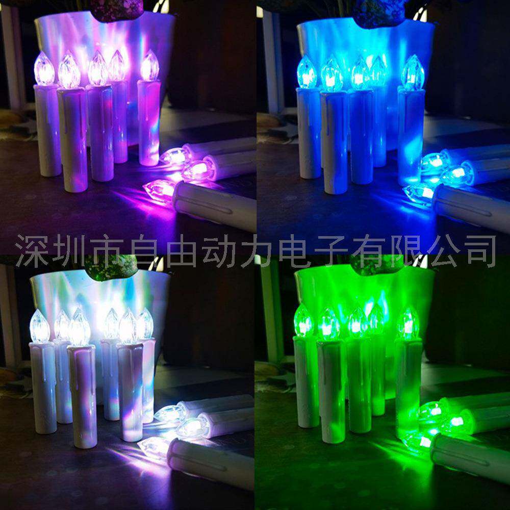 电子蜡烛定时遥控RGB仿真led蜡烛灯万圣节圣诞树家居摆件塑料灯