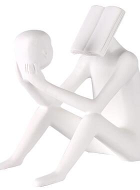 北欧塑看书摆件售楼处酒IHP店前台坐姿人物思考者雕样板房民宿装