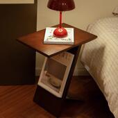 复中古风实沙木发几可床头置物柜WJL CY桌子小茶几移动书架卧室窄