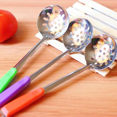 Colorful Handle Stainless Steel Soup Spoon, Kitchen Soup Lad