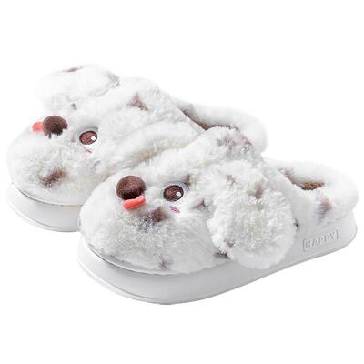 可爱绒斑秋点狗棉拖鞋女学生冬居2024新款家防滑加保暖32022毛毛