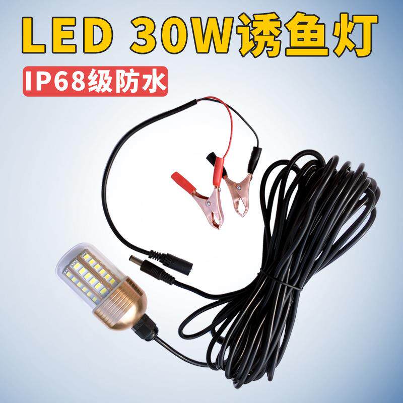 新款绿光LED集鱼30W抄网筏钓诱鱼灯12V下水灯