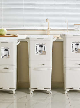 xNE厨房垃圾桶家用厨余分类带盖大容量高款双层干湿分离专用大号