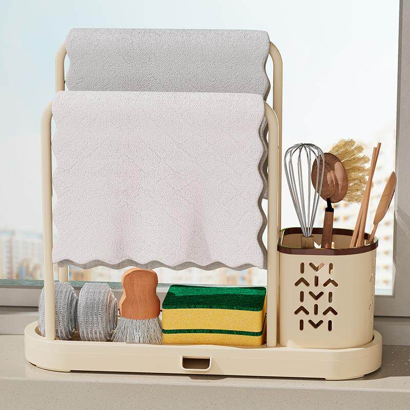 日本进口精工抹布沥水架厨房专用置物架免打孔洗碗槽水槽洗菜盆