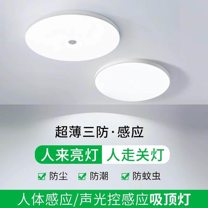 感应吸顶灯楼梯过道灯楼道走廊灯led人体雷达感应灯智能声控灯具