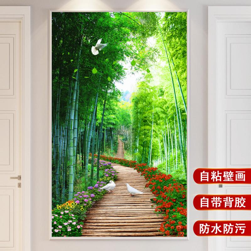 天台悦先自粘墙贴画壁画3D立体风景画贴纸现代玄关装饰画走廊过道图片