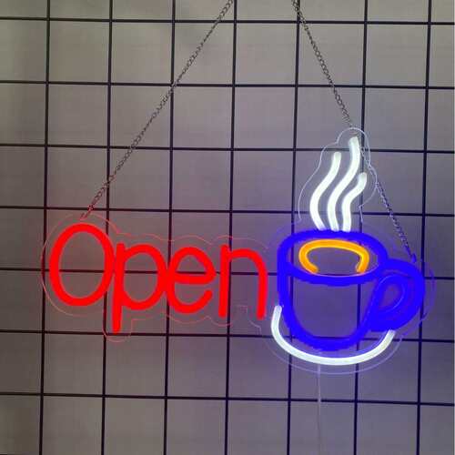 厂家直销装饰超高亮咖啡厅霓虹灯广告牌LED COFFEE咖啡店营业中灯