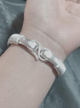 正品纯银手工99纯银手炼女性，9手工定制固体平风格，银雪花银手