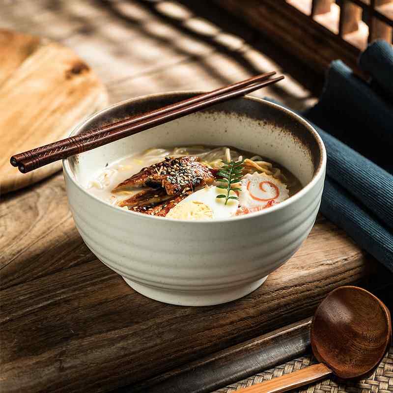 日式高脚面碗拉面碗斗笠碗 碗盘餐具陶瓷碗汤面碗馄饨面碗饺子碗