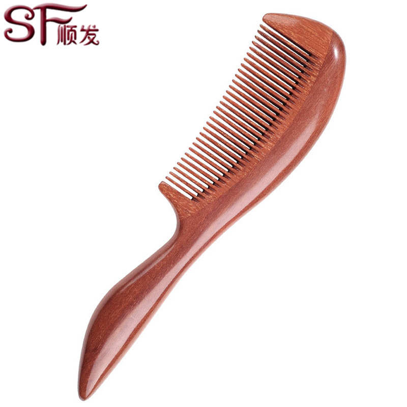 生产加工红檀木梳 檀木梳子HHM1-21-A 厚实圆柄 家用大号