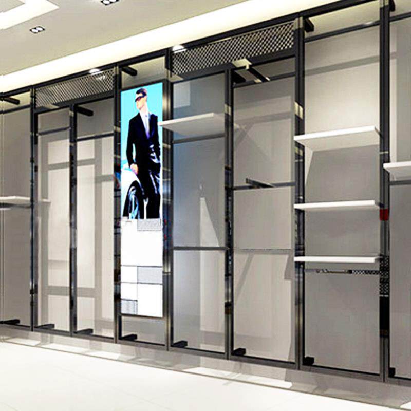 服装店展示架双层陈列架上墙衣架创意架子男装店落地式展示柜货架