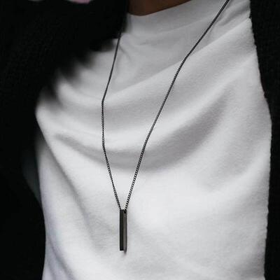 hot classic Rectangle Pendant Necklace men Stainless Steel