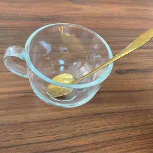 勺子茶色玻璃燕麦藕粉羹早餐杯家用耐热 不单独出售 牛奶杯