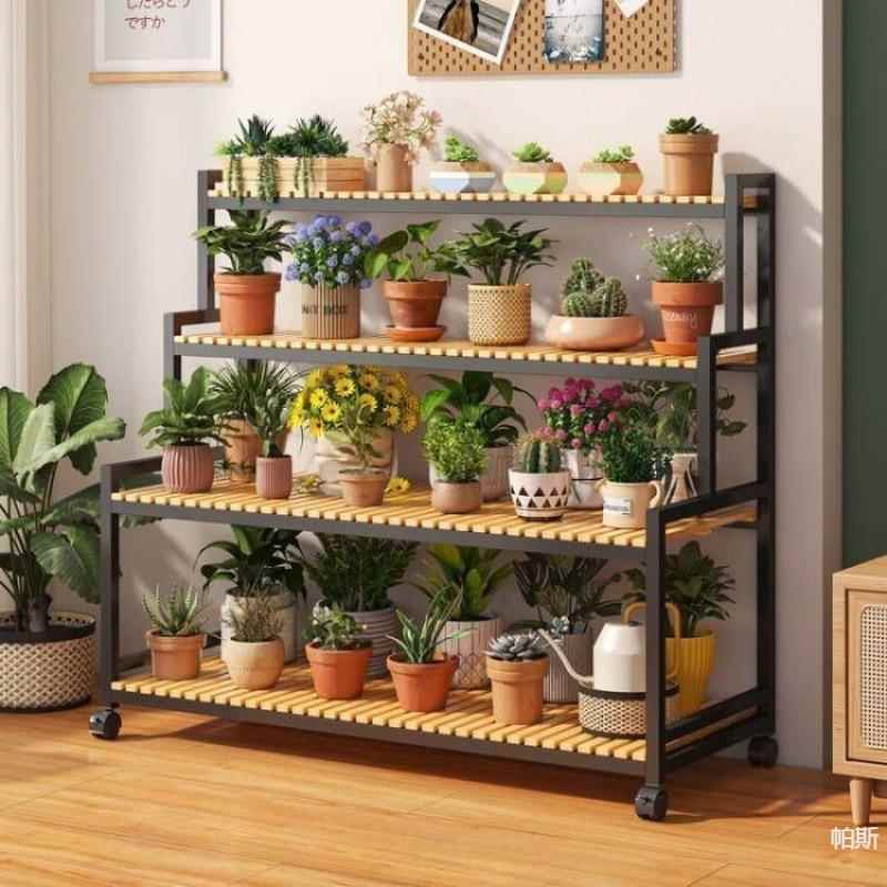 款花架可移9865动带轮物架阶梯落地新式多层花子架阳置台室内外架