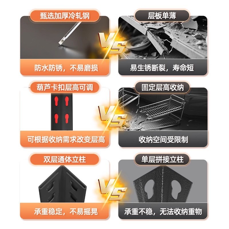 烤厨房物置架落地层多功能家多用微波炉箱锅架收纳架子储物架YUEJ