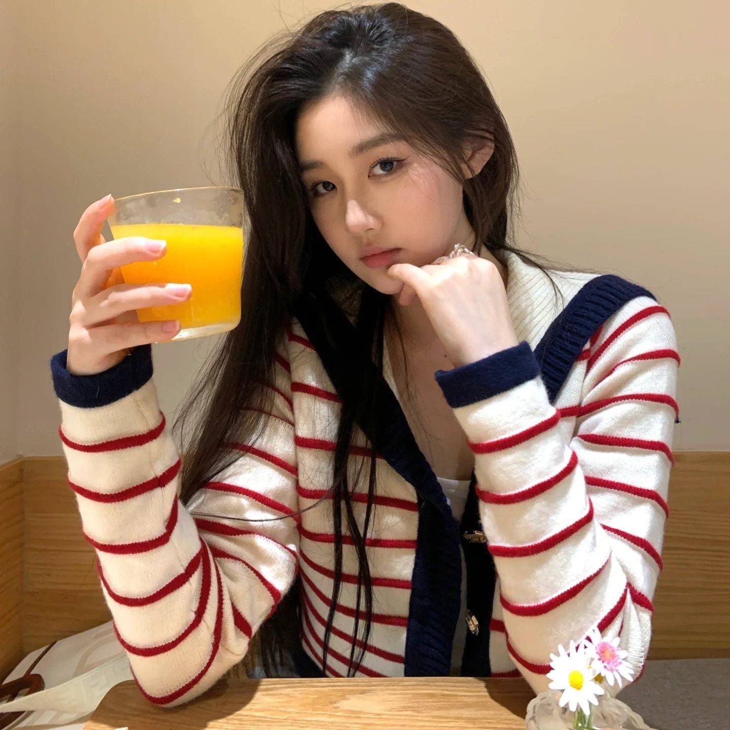 极速2026新款小香风毛衣海军领外套粉色条纹针织开衫女秋设计感学