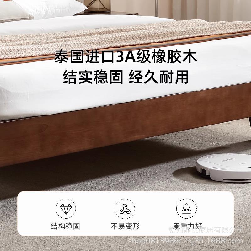 现代简约实木床1.8米双人软靠主卧出租房1.5单人原木小户型北欧床