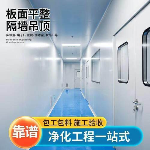 岩棉板彩钢夹心板防火保温无尘车间净化板隔断机制岩棉板食品厂