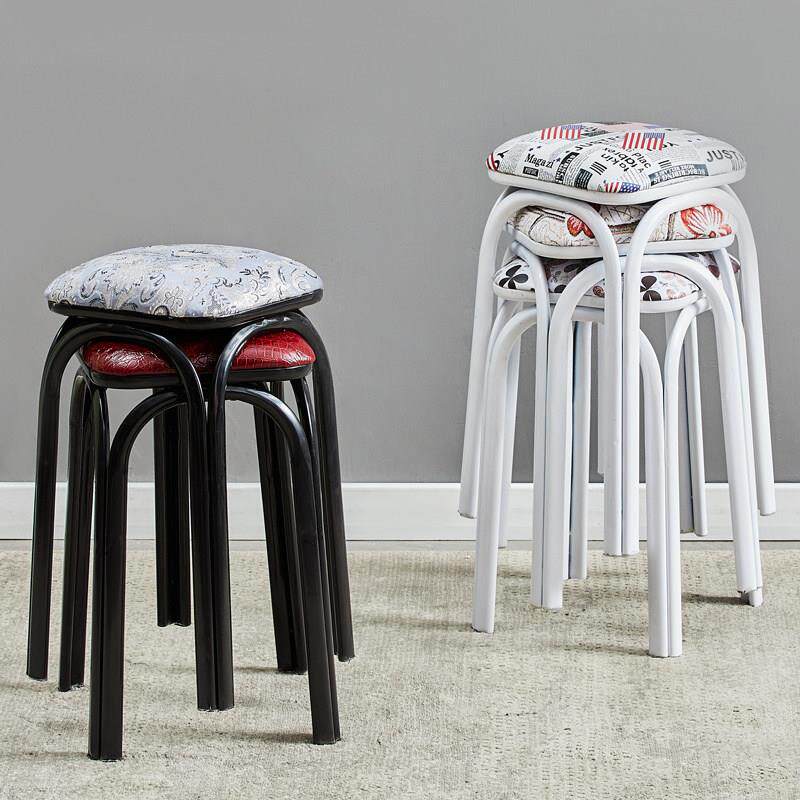 软面 面皮凳 布面圆凳子 铁腿三脚凳 简约叠小凳 四腿方凳子实木