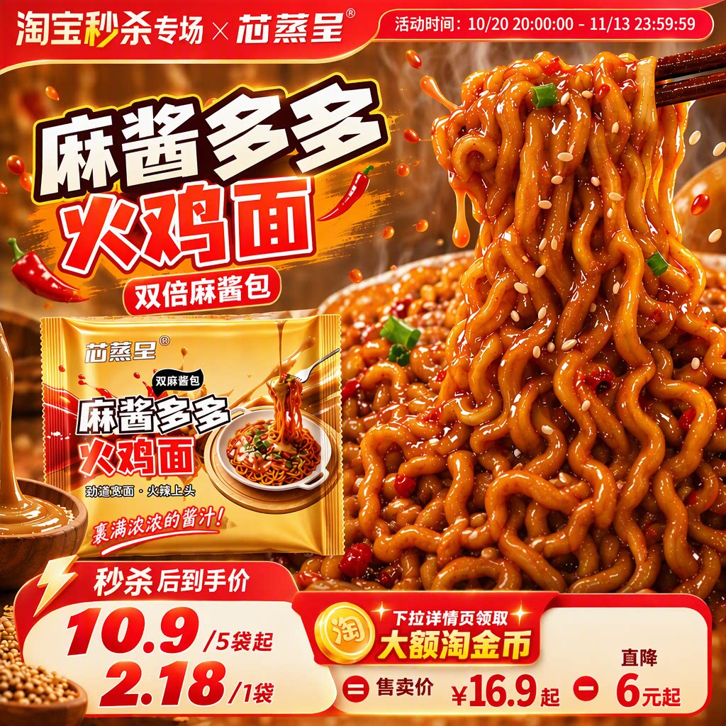 芯蒸呈麻酱多多火鸡面速食