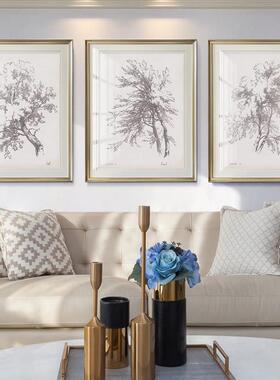 简约美式树木现代客厅装饰画玄关挂画卧室壁画简美轻奢抽象床头画
