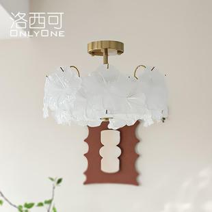 法式 厅主卧室创意灯 浪漫代花玻朵璃吸顶灯现简约H6819 牵客厅餐