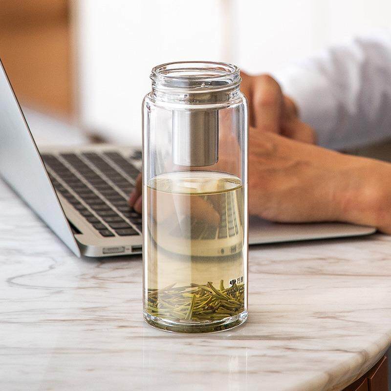 万象单层超大玻璃杯男女士加厚创意玻璃杯带盖子家用可携式泡茶杯