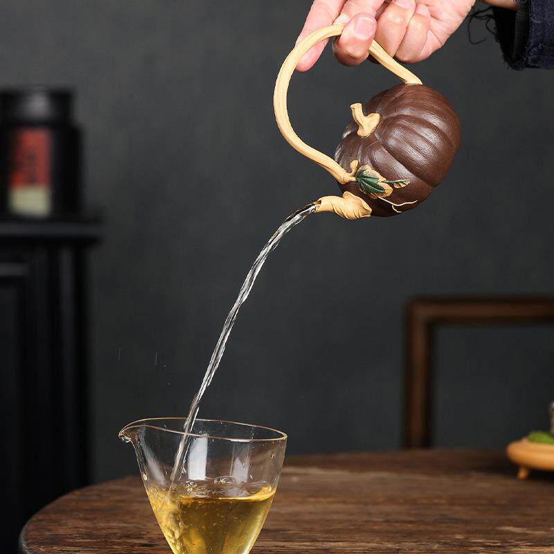 宜兴原矿红茶紫泥段泥紫砂茶壶仿生小品提梁南瓜壶绿茶居家茶具
