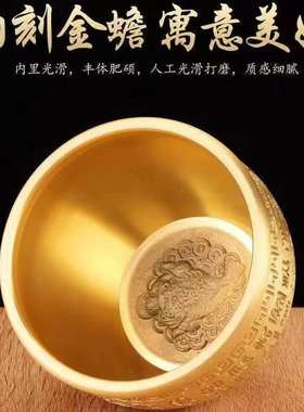 黄铜米缸招财百福黄聚宝盆家居饰品摆件家用招财聚宝盆家用招财缸