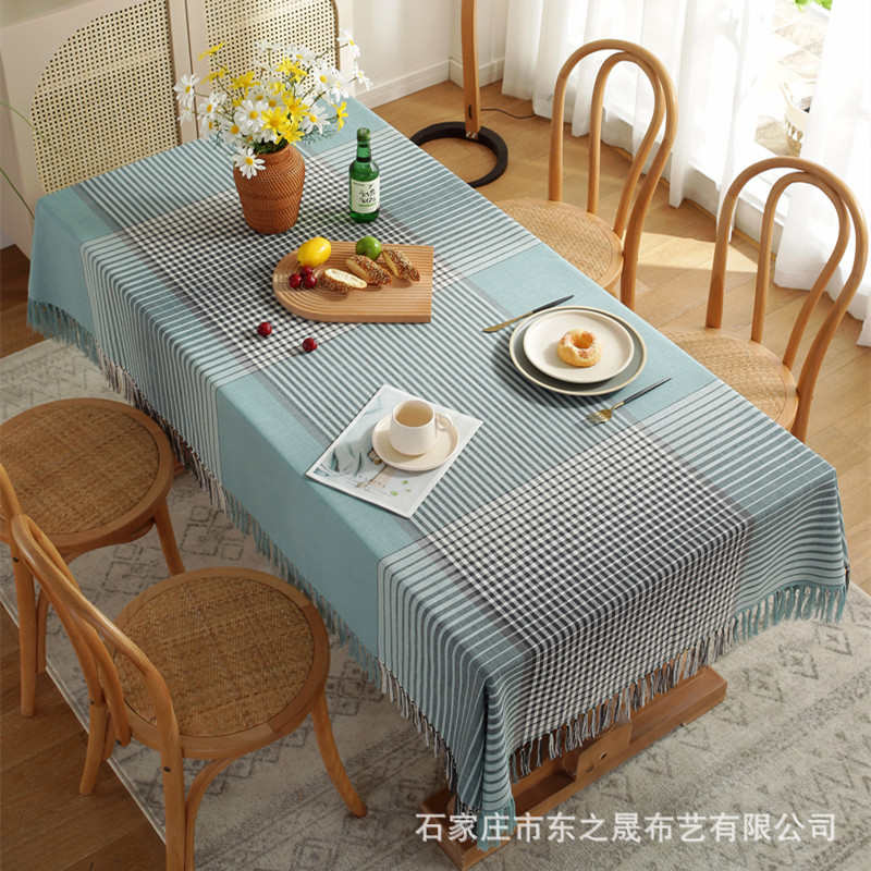 新款桌布布艺家用格子北欧风现代简约长方形加厚批发