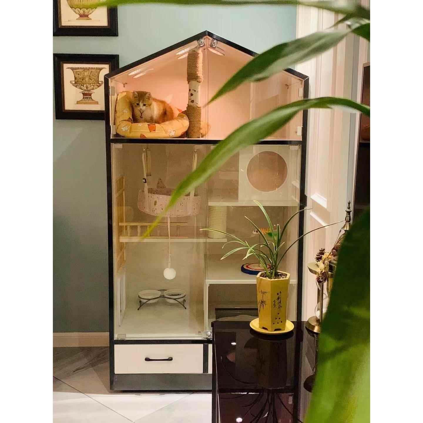 高档定制全用墅景猫别实木家内猫笼超大自由空间室猫咪豪华柜猫屋