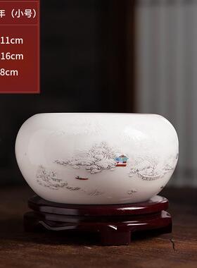 正品景德陶瓷鱼缸镇件瓷小号金鱼乌龟缸笔洗养鱼缸睡莲摆花盆养鱼