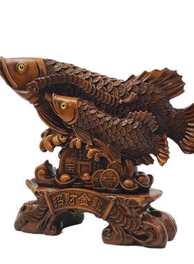 工厂直供招财金龙摆件仿木质家居办公室工艺品开业乔迁送礼摆件
