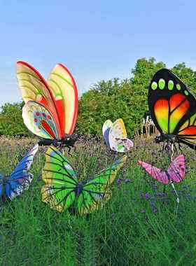户外彷真蝴蝶雕塑动物玻璃纤维摆件庭院花海草坪绿化园林景观装饰