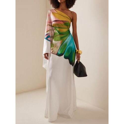 B 83297 Greek style one-shoulder maxi dress 希腊风肩开叉长