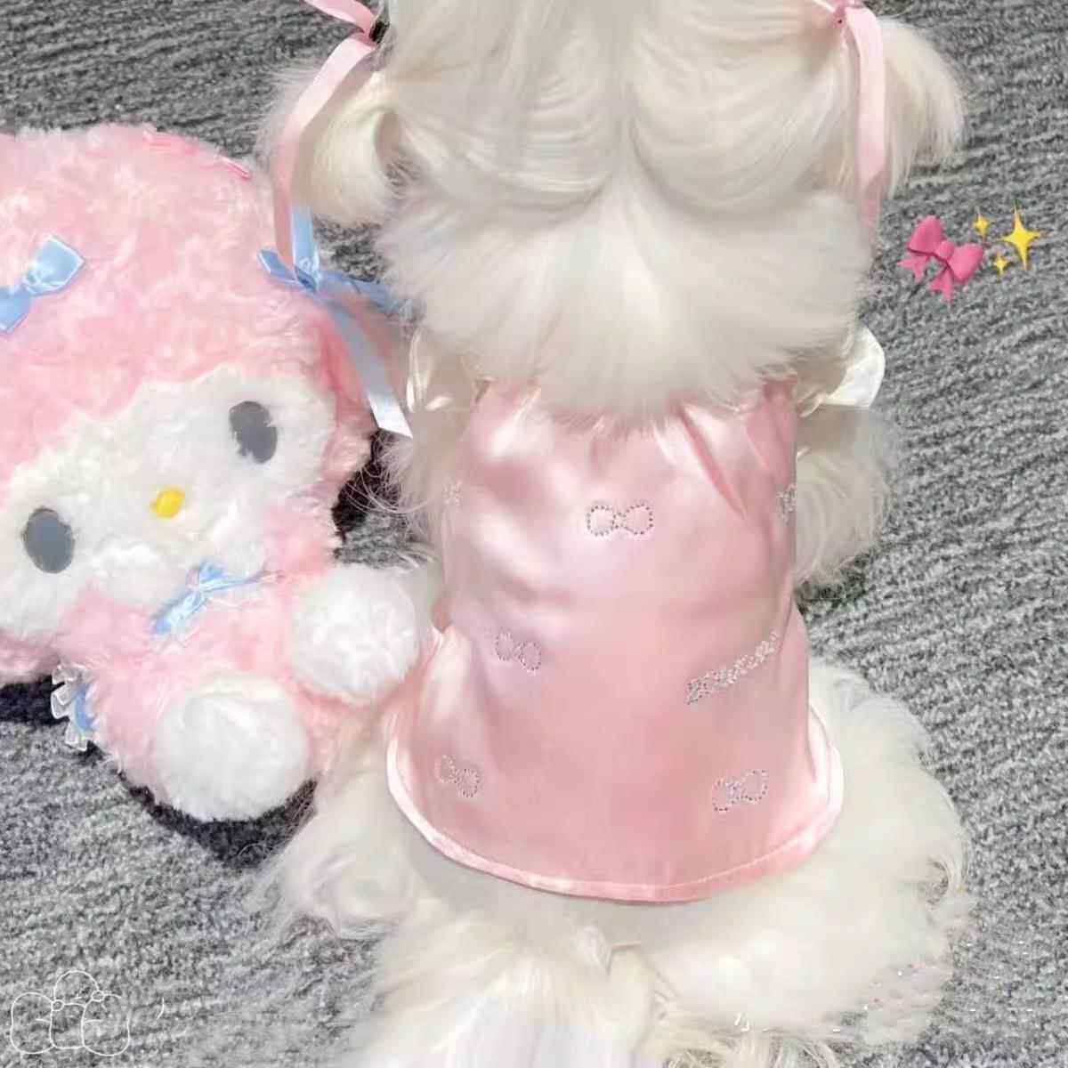宠物狗狗泰迪夏天衣服宠物猫狗轻奢满钻粉粉轻薄透气满钻粉粉轻薄
