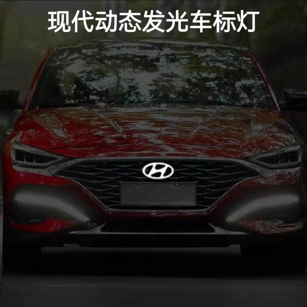 适用现代途胜圣达菲索纳塔动态中网前标LED车标灯