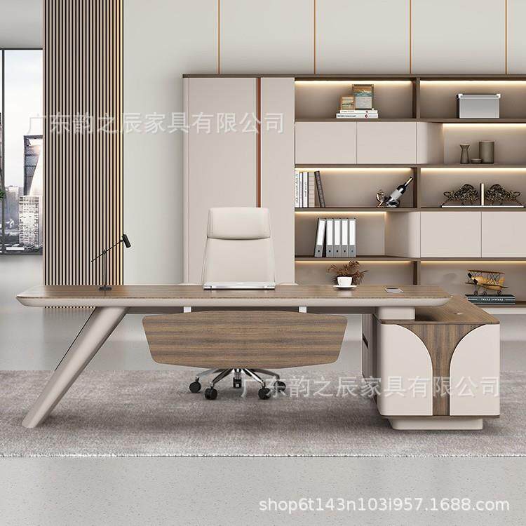 老板桌办公桌简约现代总裁经理桌椅组合轻奢烤漆高档班台办公家具