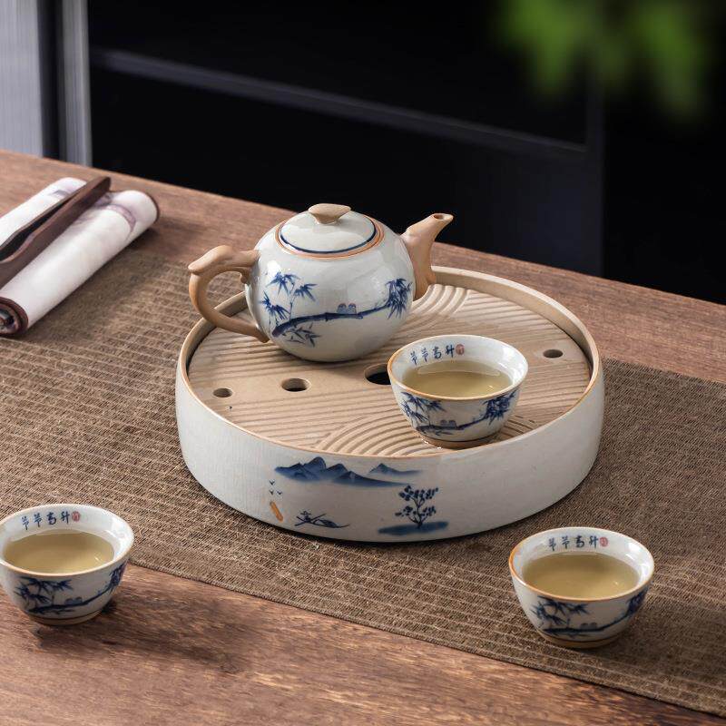 哥窑手绘茶具套装国风2024新款陶瓷家用高档茶杯茶壶茶滤整套茶具