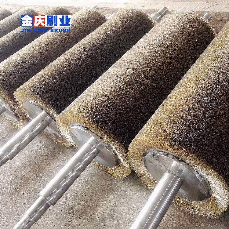 304不锈钢丝刷辊镀铜丝毛刷辊钢板除锈钢丝刷木地板拉丝钢丝辊刷