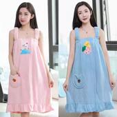 珊瑚绒吊带浴裙卡通可爱抹胸大浴巾可穿可裹吸水家用柔软浴衣