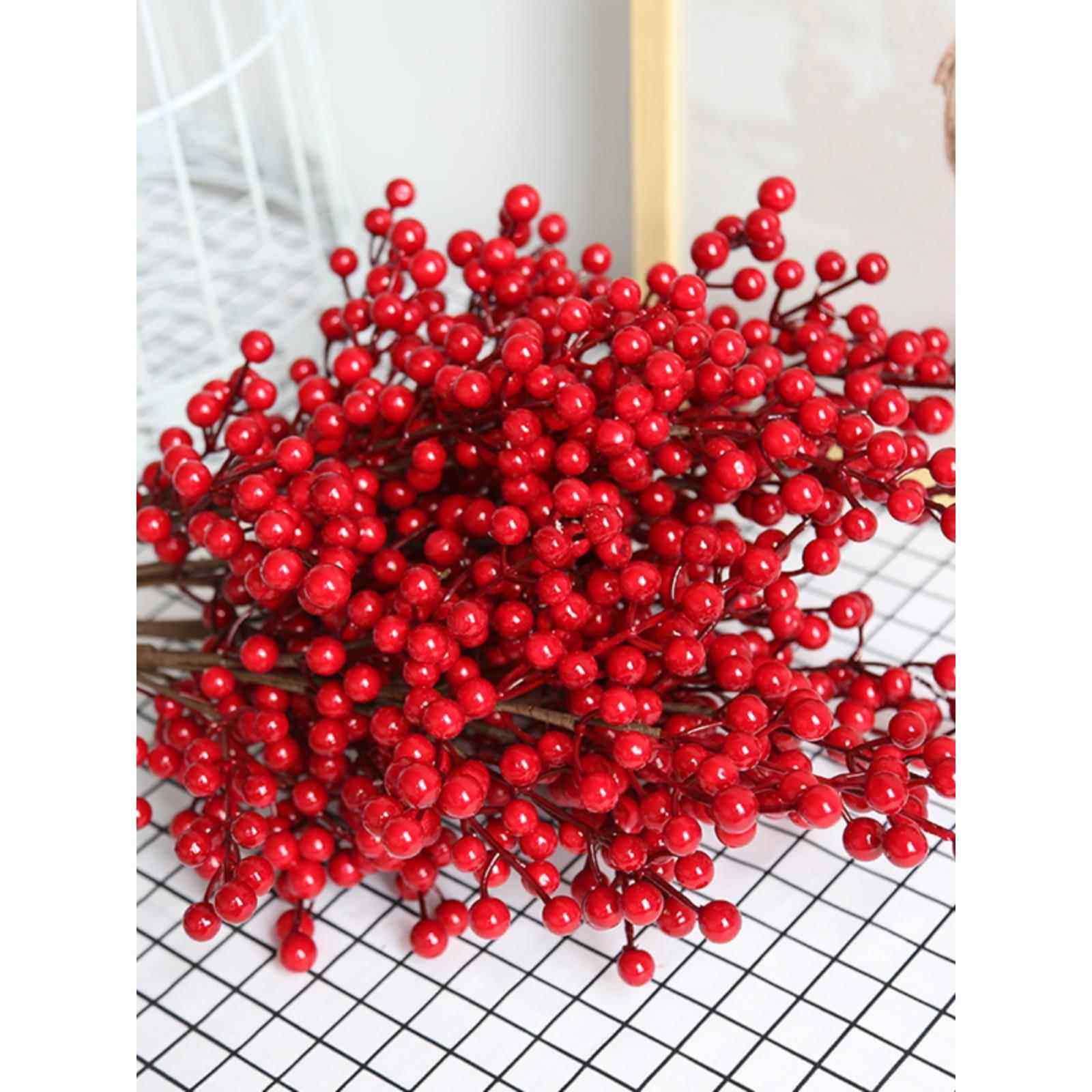 彷真金色尤加利银杏叶红色果子冬青发财果中式家居客厅装饰年宵花