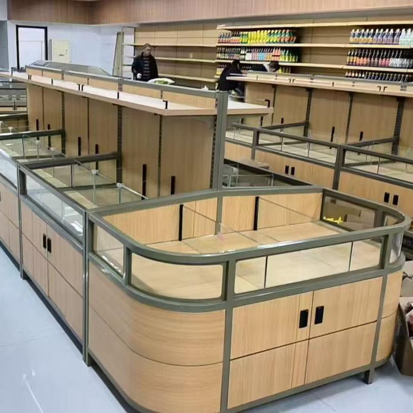 超市木质杂粮散装干货柜干果零食货架展示中岛柜胖东来杂粮柜