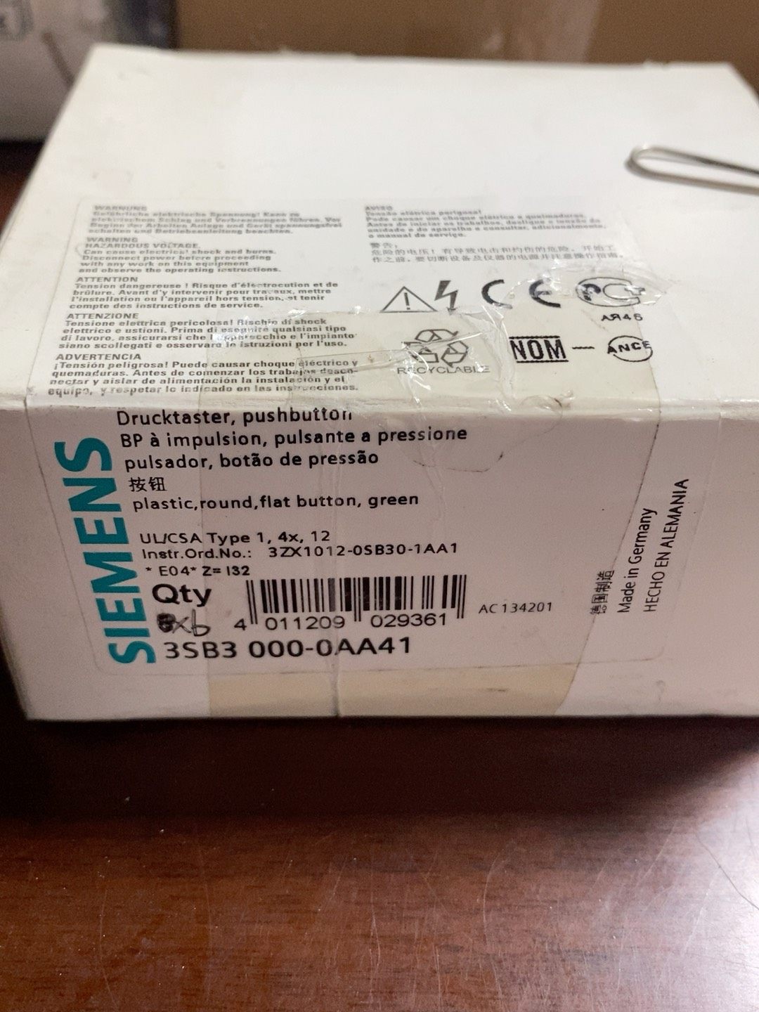 西门子 按钮3SB3000-0AA41 全新原装 6个