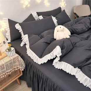 蕾丝 床裙 套少女加厚床上 床单 高档网红四件套纯棉公被主风格