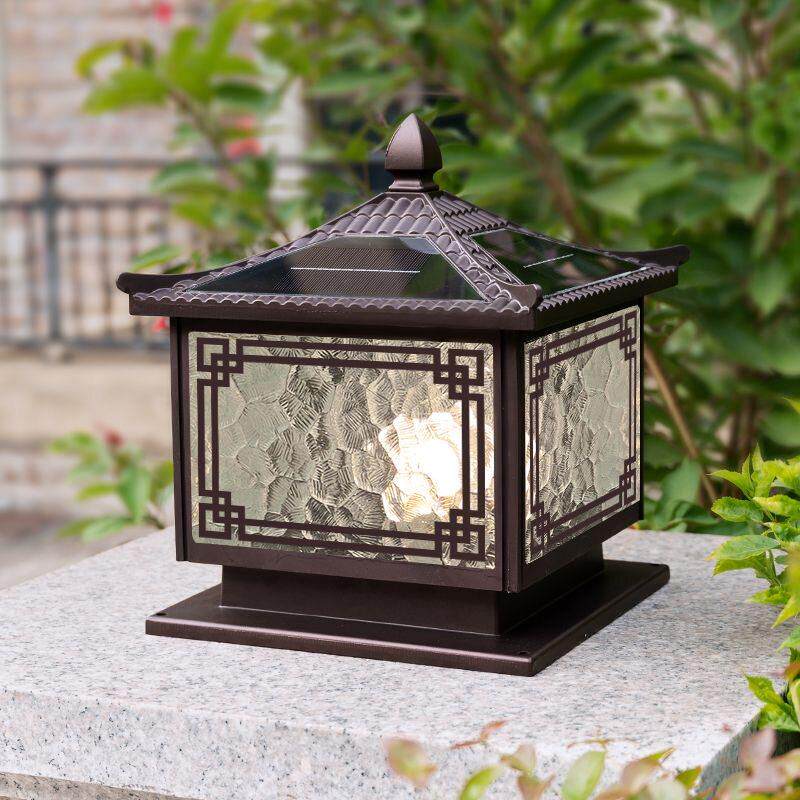 太阳能柱头灯别墅庭院户外防水百搭门柱子灯室外家用围墙围栏柱灯