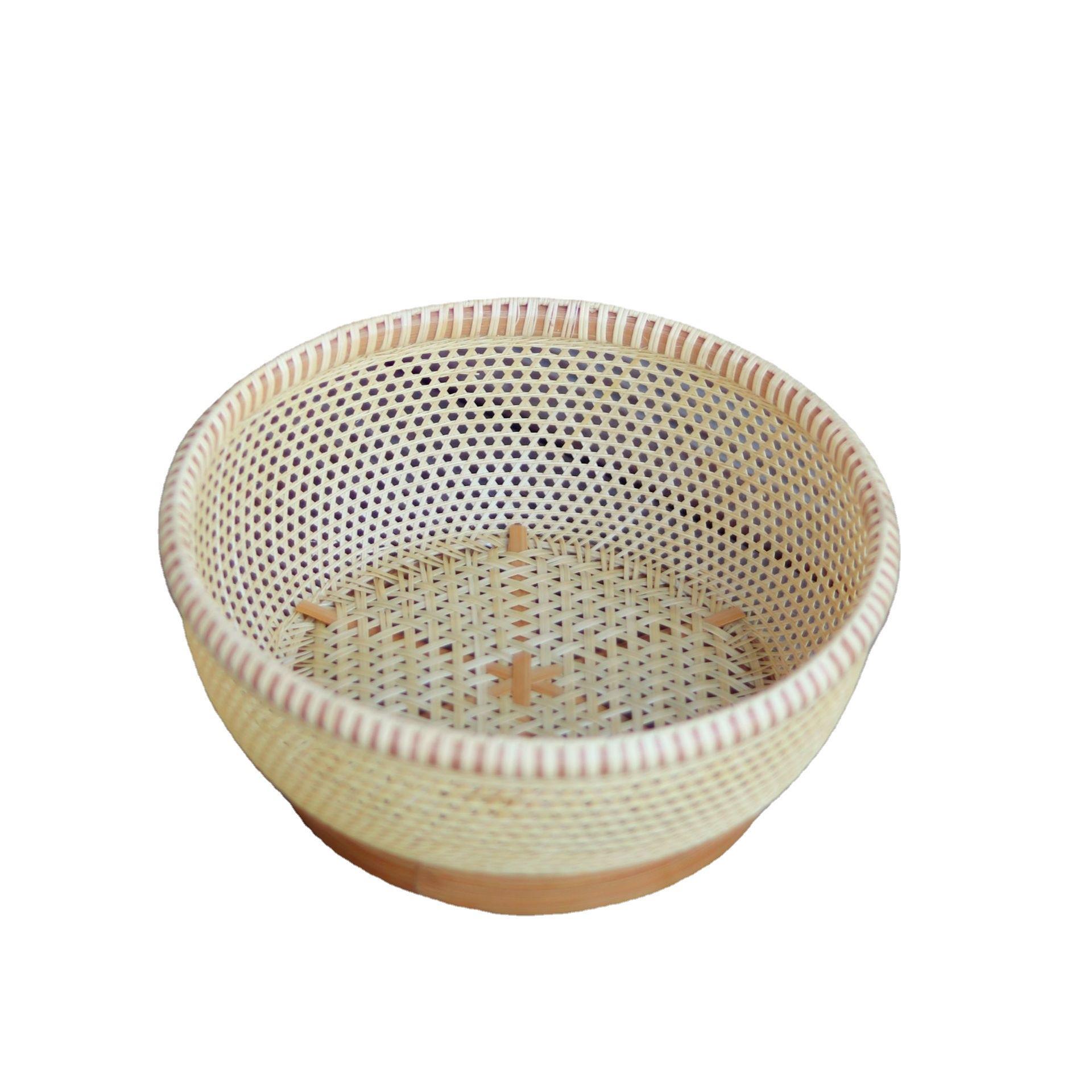 中式手作精编竹篮竹编茶具收纳筐茶室水果点心篮家用竹制品工艺品