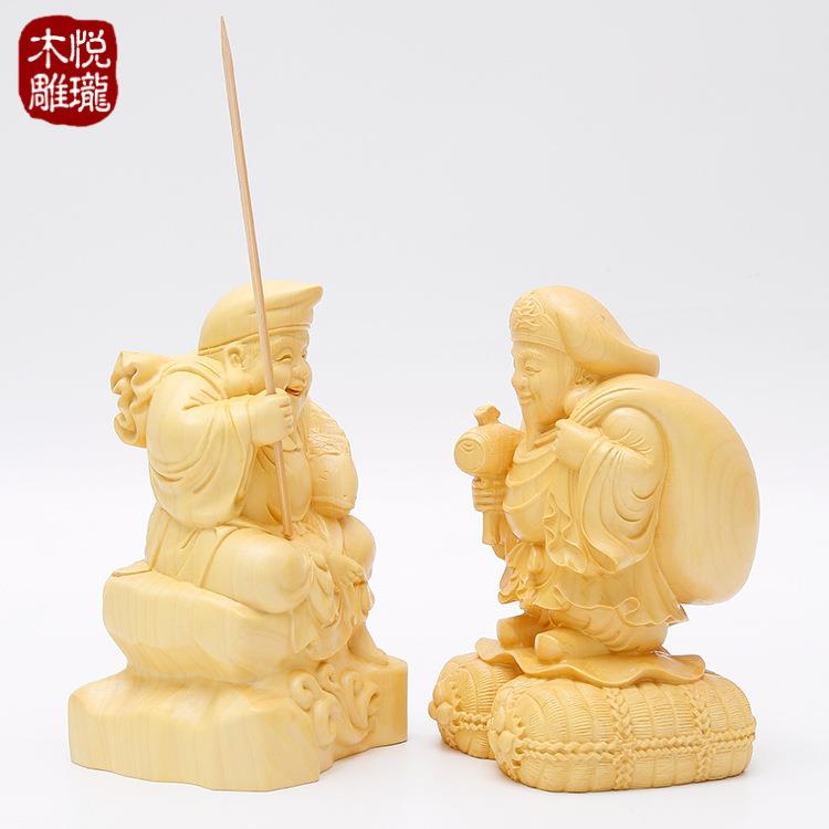 厂家直销 乐清黄杨木惠比寿雕刻木质工艺品雕刻摆件文玩小摆件