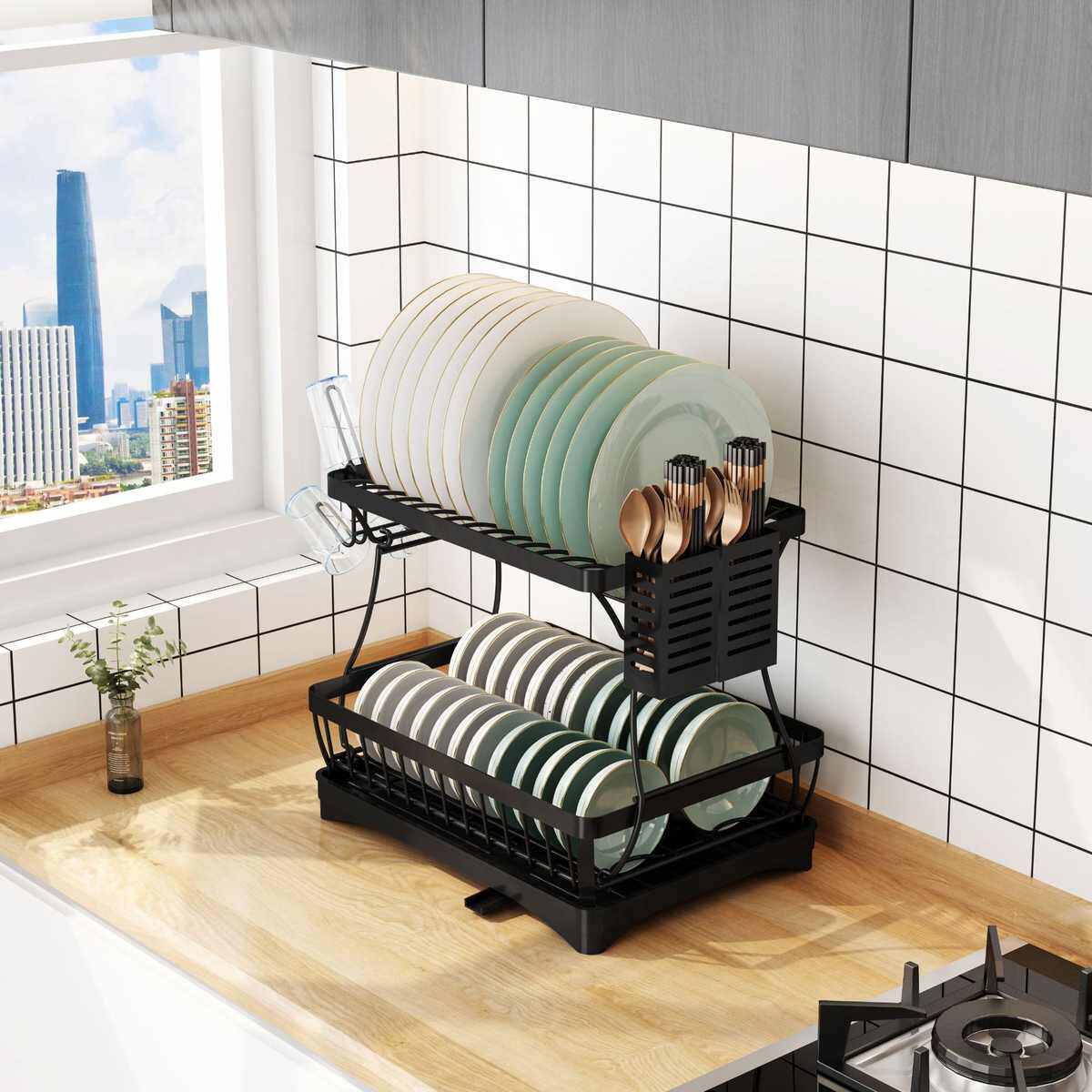 放餐具置架沥水不锈钢碗碟架厨房水杯收纳家用物双层碗筷多功能架,厨房/烹饪用具,碗架,淘宝优惠券,粉丝福利购,淘宝优惠卷